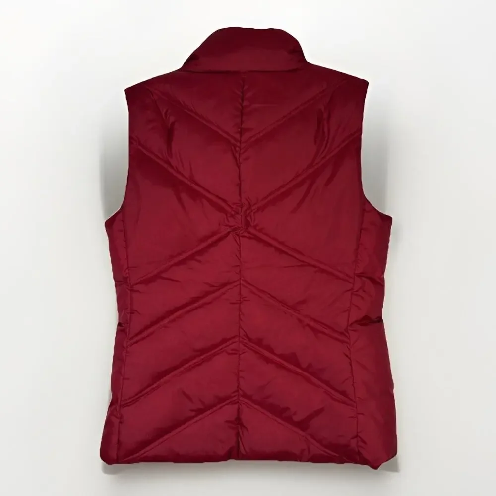 Eddie Bauer Women's S Premium Goose Down Puffer Vest Maroon Red Full Zip Quilted
